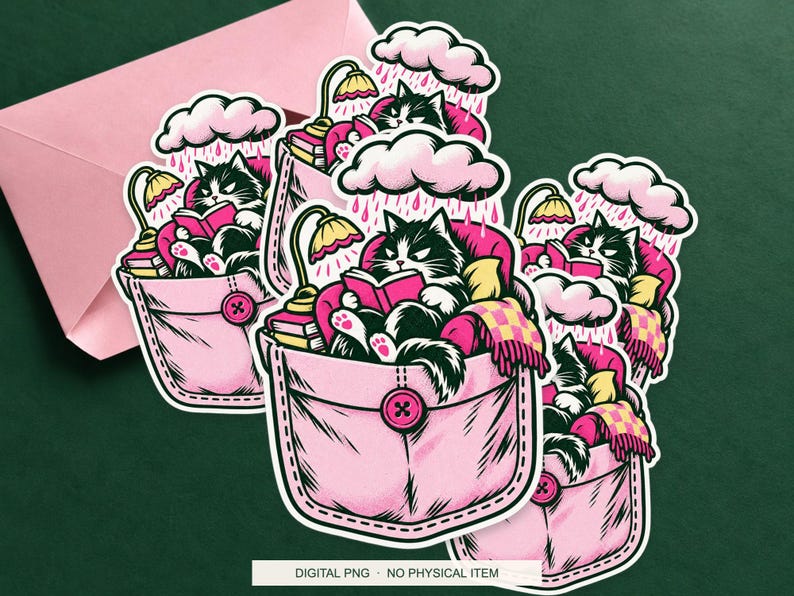 Lucky Somewhere Pocket Reading Weather digital PNG artwork shown in a styled preview. One design. Digital download only, no physical item.