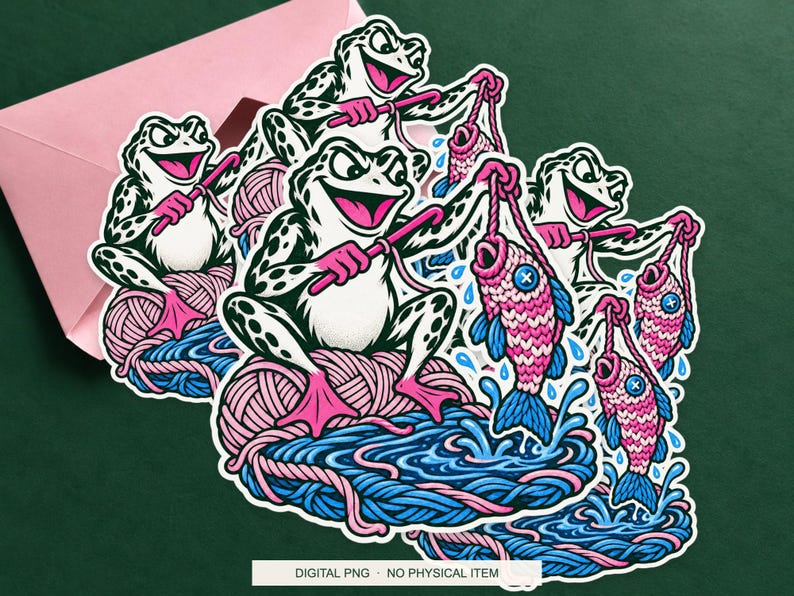 Lucky Somewhere Crochet Hook Fishing digital PNG artwork shown in a styled preview. One design. Digital download only, no physical item.