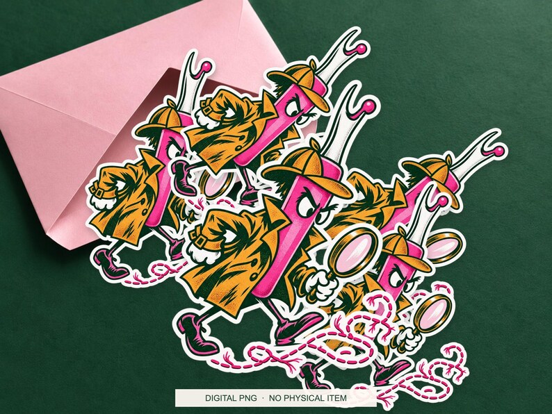 Lucky Somewhere Seam Ripper Detective digital PNG artwork shown in a styled preview. One design. Digital download only, no physical item.