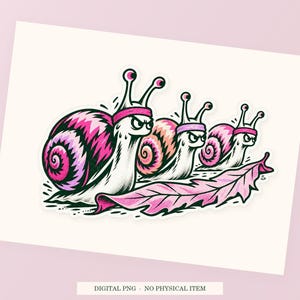 Snail Run Club close view showing the pink and green artwork and white outline.