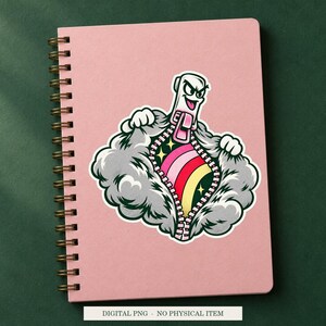 Rainbow Zipper displayed on a notebook. Digital mockup showing a creative use for the PNG.