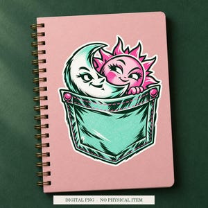 Pocket Eclipse displayed on a notebook. Digital mockup showing a creative use for the PNG.