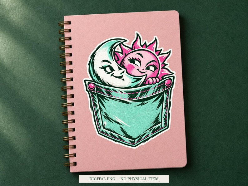 Pocket Eclipse displayed on a notebook. Digital mockup showing a creative use for the PNG.