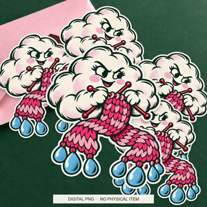 Lucky Somewhere Knitting Forecast digital PNG artwork shown in a styled preview. One design. Digital download only, no physical item.