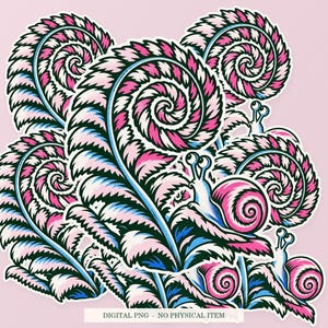 Fern Fingerprint shown in a playful sticker cluster on powder pink. Digital mockup, no physical stickers included.