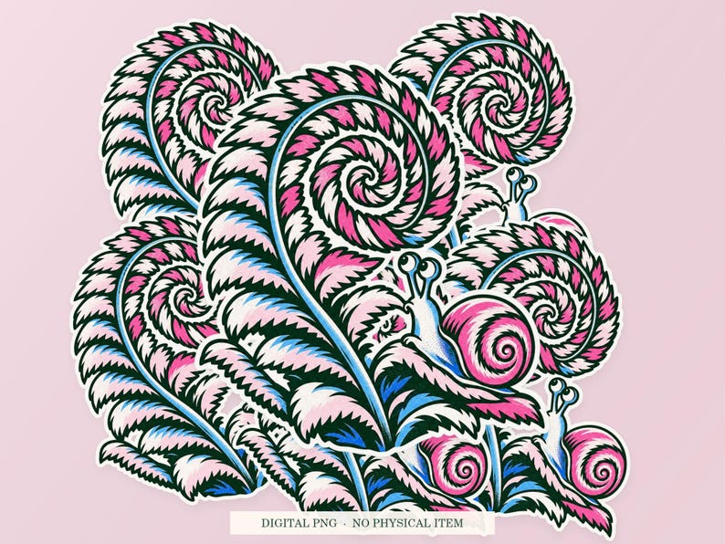 Fern Fingerprint shown in a playful sticker cluster on powder pink. Digital mockup, no physical stickers included.