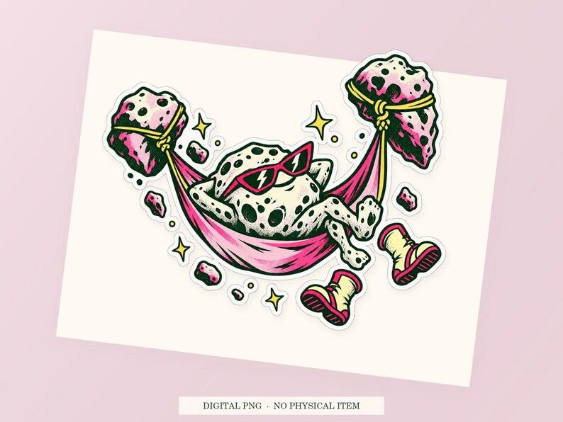 Gravity Lunch Break close view showing the pink and green artwork and white outline.