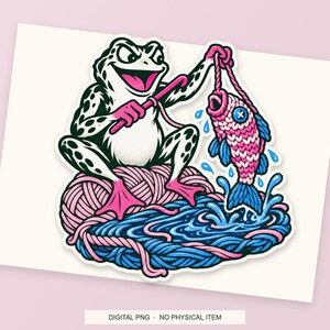 Lucky Somewhere Crochet Hook Fishing digital PNG artwork shown in a styled preview. One design. Digital download only, no physical item.