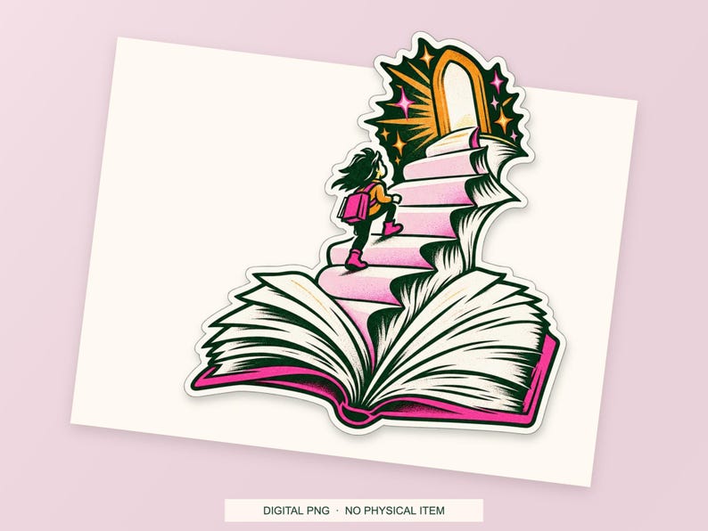 Lucky Somewhere Chapter Staircase digital PNG artwork shown in a styled preview. One design. Digital download only, no physical item.