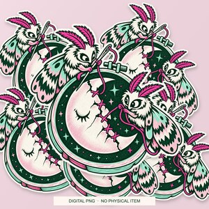 Lucky Somewhere Embroidery Moon Repair digital PNG artwork shown in a styled preview. One design. Digital download only, no physical item.