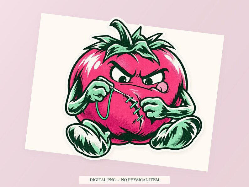 Tomato Repair Kit close view showing the pink and green artwork and white outline.