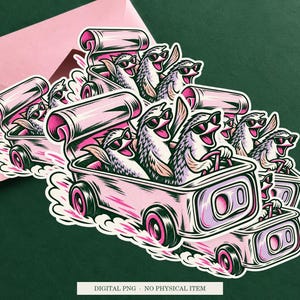 Sardine Escape Vehicle displayed on an envelope with a green background. Digital mockup, no physical item included.