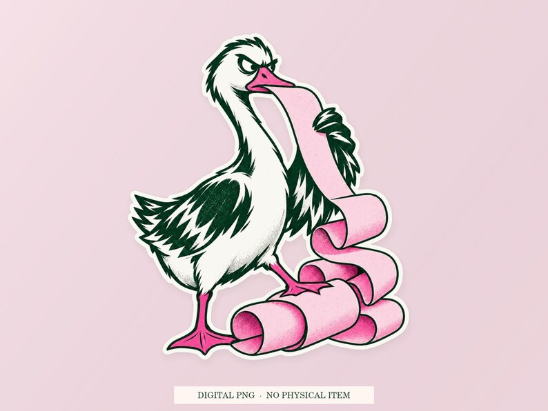 Goose Complaint Printer PNG, Whimsical Clipart, Transparent Digital Download image 1