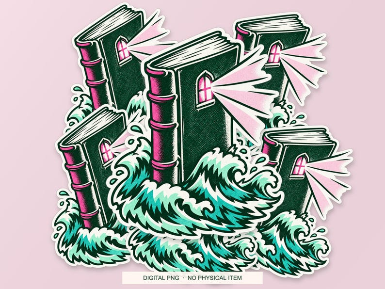 Lucky Somewhere Last Page Lighthouse digital PNG artwork shown in a styled preview. One design. Digital download only, no physical item.