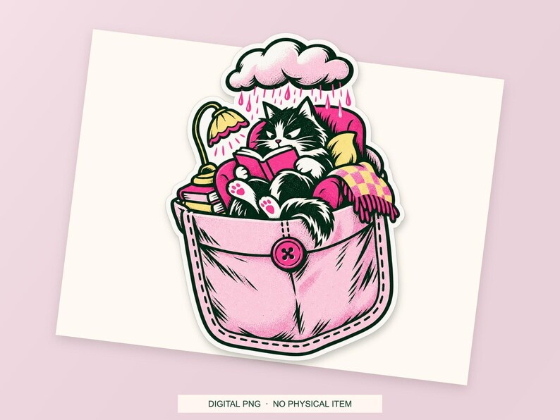Lucky Somewhere Pocket Reading Weather digital PNG artwork shown in a styled preview. One design. Digital download only, no physical item.