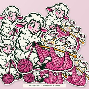 Lucky Somewhere Stitch Counter Sheep digital PNG artwork shown in a styled preview. One design. Digital download only, no physical item.