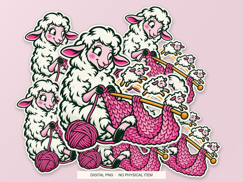 Lucky Somewhere Stitch Counter Sheep digital PNG artwork shown in a styled preview. One design. Digital download only, no physical item.