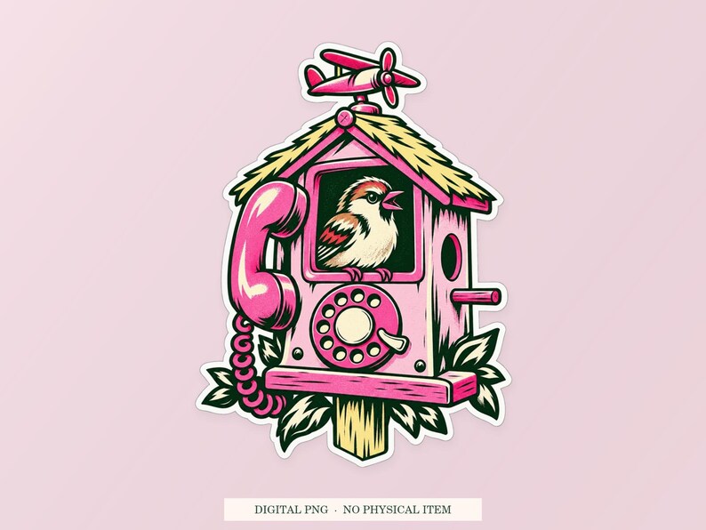 Airplane Mode Birdhouse PNG, Whimsical Clipart, Transparent Digital Download image 1