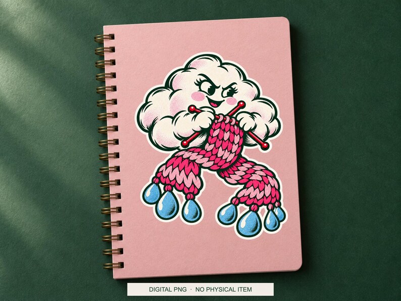 Lucky Somewhere Knitting Forecast digital PNG artwork shown in a styled preview. One design. Digital download only, no physical item.