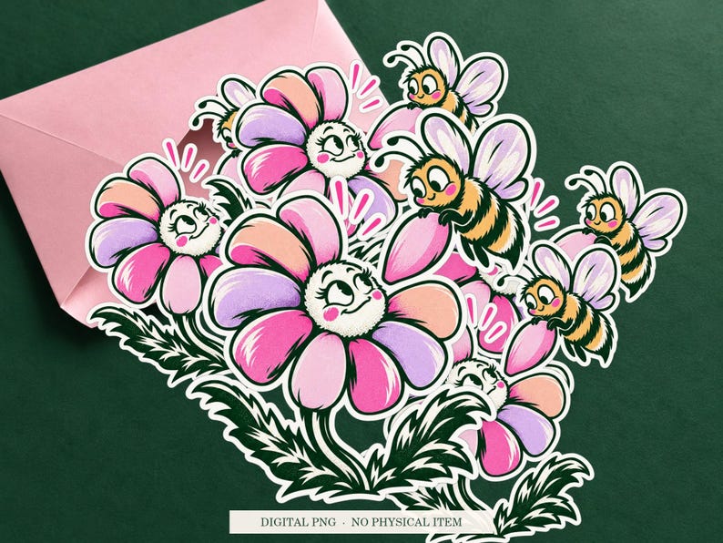 Offline Loading Flower displayed on an envelope with a green background. Digital mockup, no physical item included.