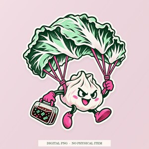 Emergency Dumpling Parachute PNG, Whimsical Clipart, Transparent Digital Download image 1