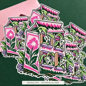 Seed Packet Apartment displayed on an envelope with a green background. Digital mockup, no physical item included.