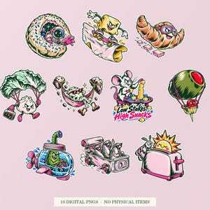 Rolig mat PNG Clipart-paket, 10 transparenta PNG-filer, surrealistiskt mellanmål, digital nedladdning bild 1
