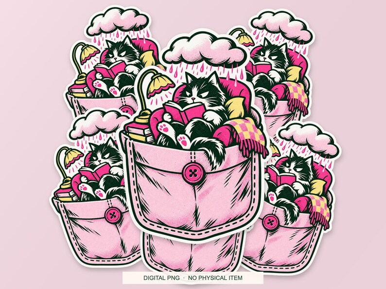 Lucky Somewhere Pocket Reading Weather digital PNG artwork shown in a styled preview. One design. Digital download only, no physical item.