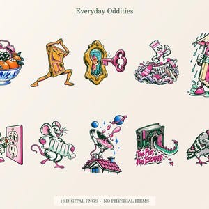 Everyday Oddities overview showing all ten included transparent PNG designs.