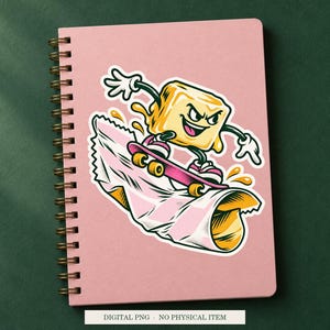 Butter Skate Park displayed on a notebook. Digital mockup showing a creative use for the PNG.