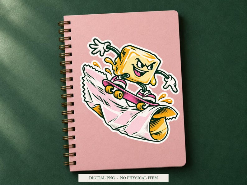 Butter Skate Park displayed on a notebook. Digital mockup showing a creative use for the PNG.