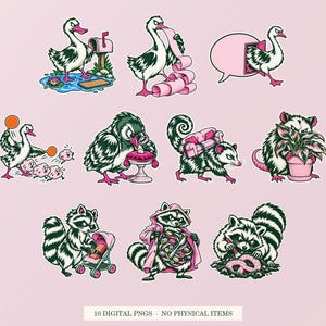Critter Chaos cover showing ten pink and green designs. Digital PNG bundle, no physical item.