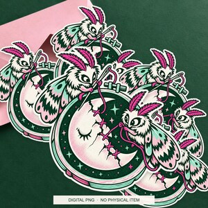 Lucky Somewhere Embroidery Moon Repair digital PNG artwork shown in a styled preview. One design. Digital download only, no physical item.