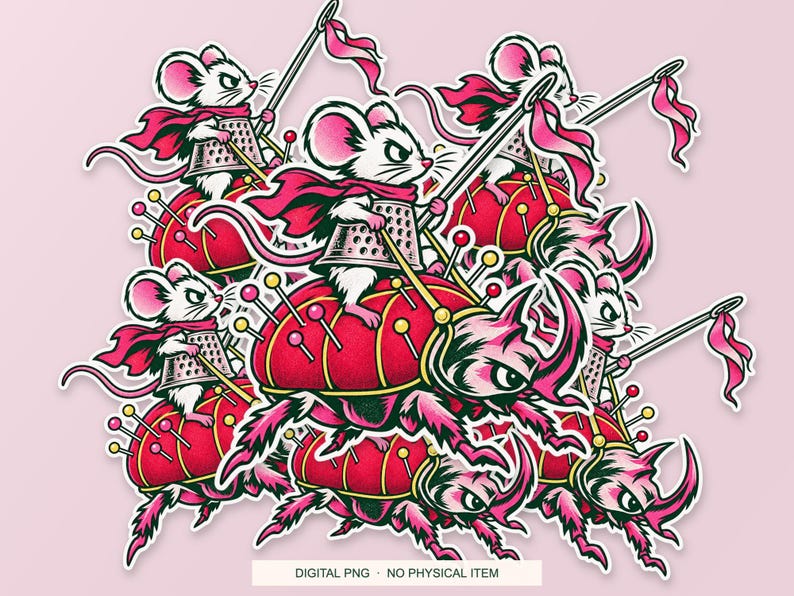 Lucky Somewhere Thimble Knight digital PNG artwork shown in a styled preview. One design. Digital download only, no physical item.
