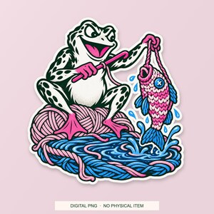 Lucky Somewhere Crochet Hook Fishing digital PNG artwork shown in a styled preview. One design. Digital download only, no physical item.