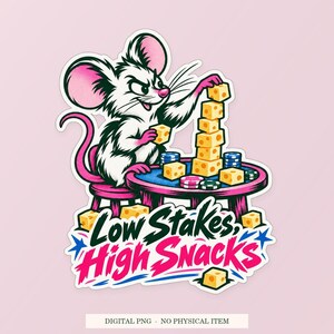 Low Stakes High Snacks PNG, Whimsical Clipart, Transparent Digital Download image 1