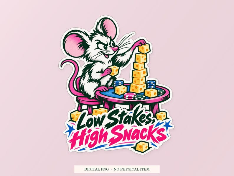 Low Stakes High Snacks PNG, Whimsical Clipart, Transparent Digital Download image 1