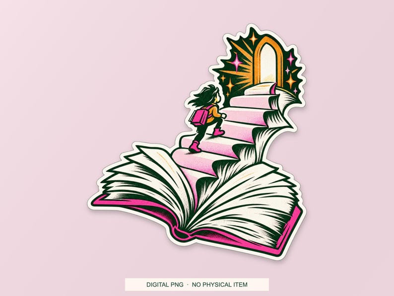 Lucky Somewhere Chapter Staircase digital PNG artwork shown in a styled preview. One design. Digital download only, no physical item.