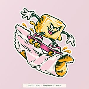 Butter Skate Park PNG, Whimsical Clipart, Transparent Digital Download image 1