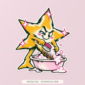 Stjärntvätt PNG, nyckfull clipart, transparent digital nedladdning bild 1