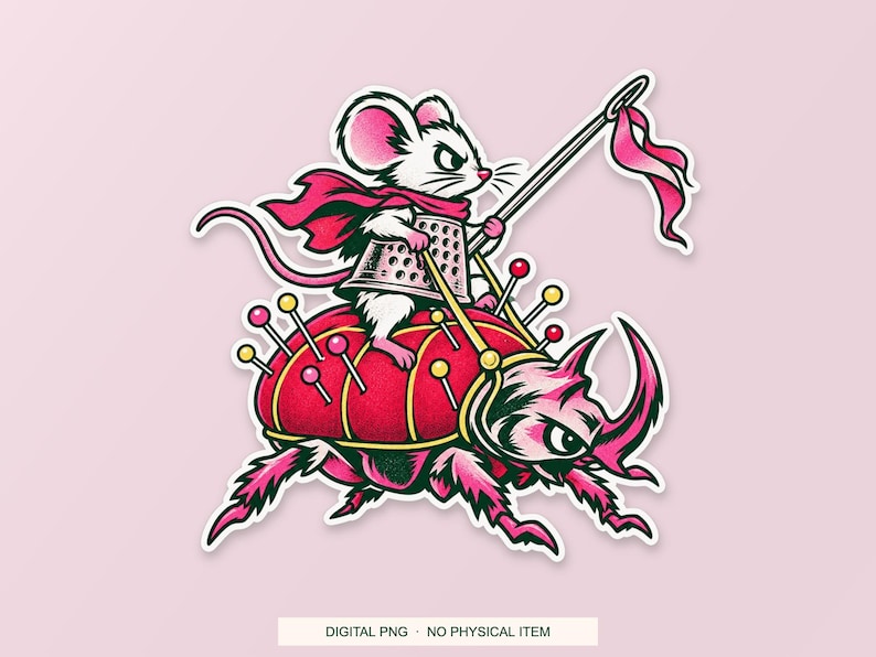 Lucky Somewhere Thimble Knight digital PNG artwork shown in a styled preview. One design. Digital download only, no physical item.