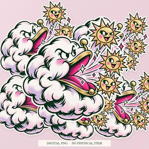 Cloud Coin Purse shown in a playful sticker cluster on powder pink. Digital mockup, no physical stickers included.