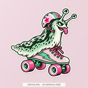 Slug Roller Skates PNG, speelse clipart, transparante digitale download afbeelding 1