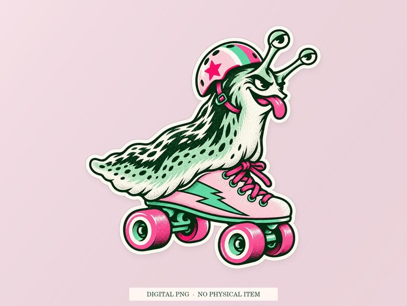 Slug Roller Skates PNG, speelse clipart, transparante digitale download afbeelding 1