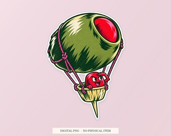 Montgolfière Olive (PNG), clipart fantaisiste, téléchargement numérique transparent