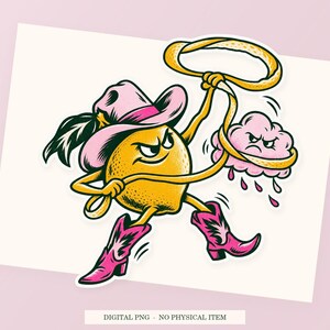 Lemon Cloud Wrangler close view showing the pink and green artwork and white outline.