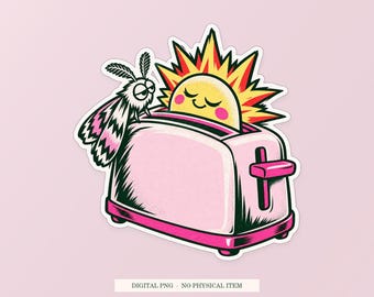 Toaster Sunrise PNG, verspielte Cliparts, transparenter digitaler Download