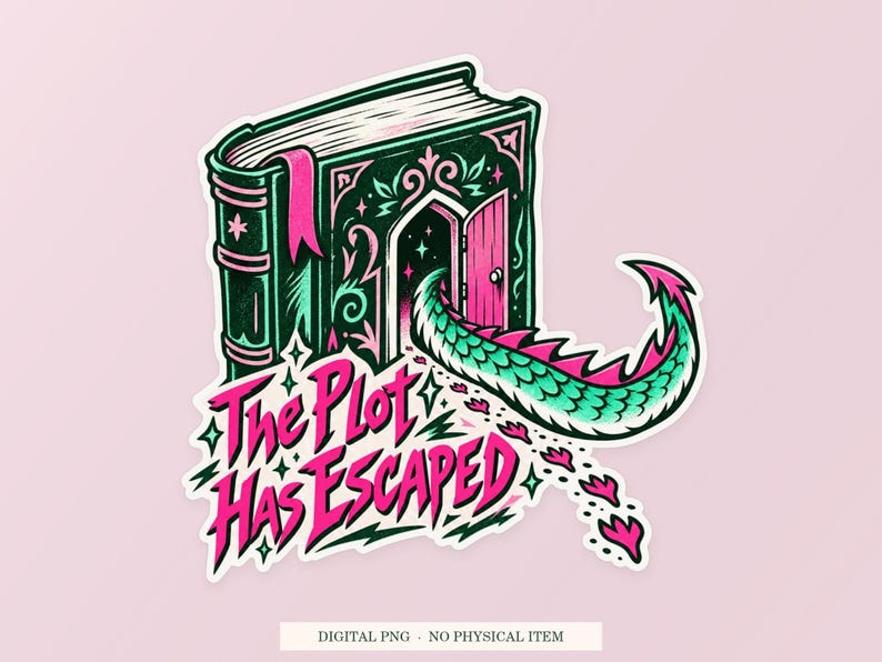 The Plot Has Escaped PNG, Whimsical Clipart, Transparent Digital Download image 1