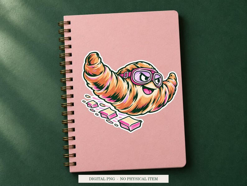 Croissant Aerodynamics displayed on a notebook. Digital mockup showing a creative use for the PNG.