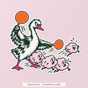 Goose Thought Traffic PNG, Whimsical Clipart, Transparent Digital Download image 1